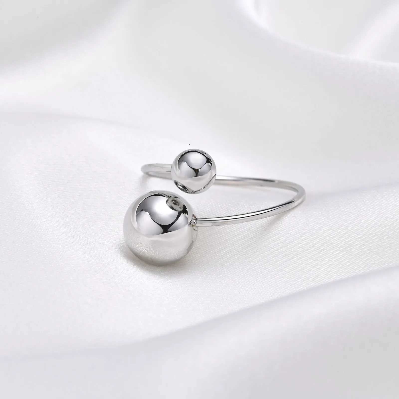 No Fade Stainless Steel Adjustable Open Spheres Anillo Wrap Double Ball Around Ring For Women Asymmetrical Jewelry AccessoryW251017