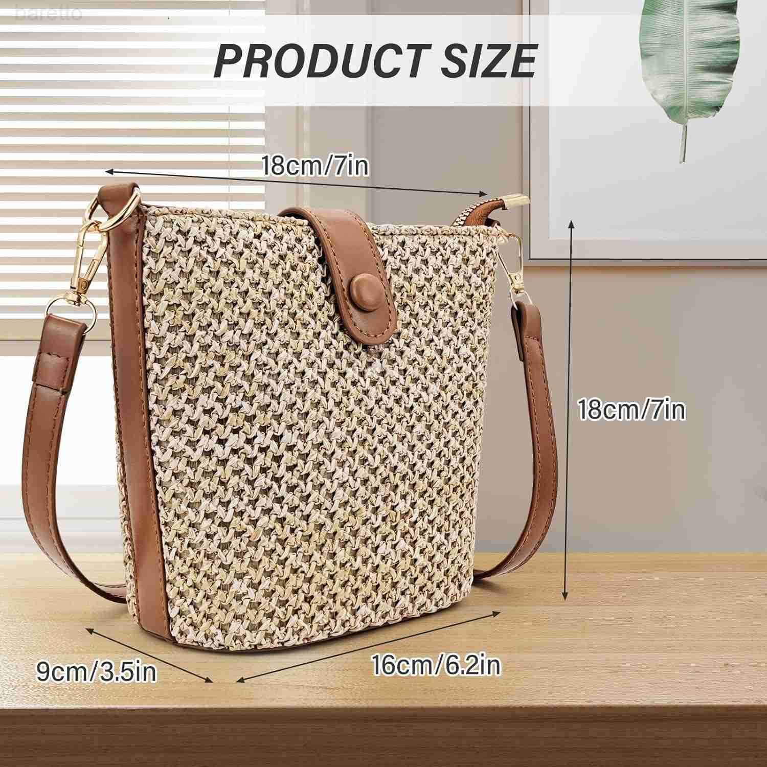 Straw Crossbody Bags for Women Fashion Rattan Shoulder Bag Boho Woven Bag Summer Straw Clutch Purse for Vacation Z251017