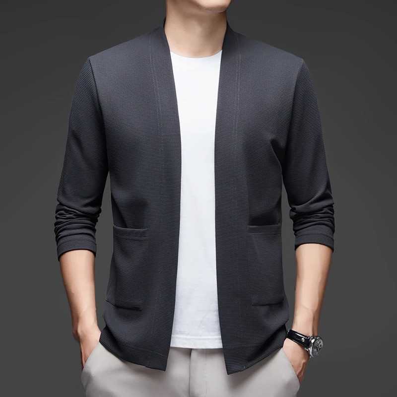 Knitted cardigan jacket for men in spring and autumn long sleeved casual versatile sweater for men in spring outerwear trendy J251017