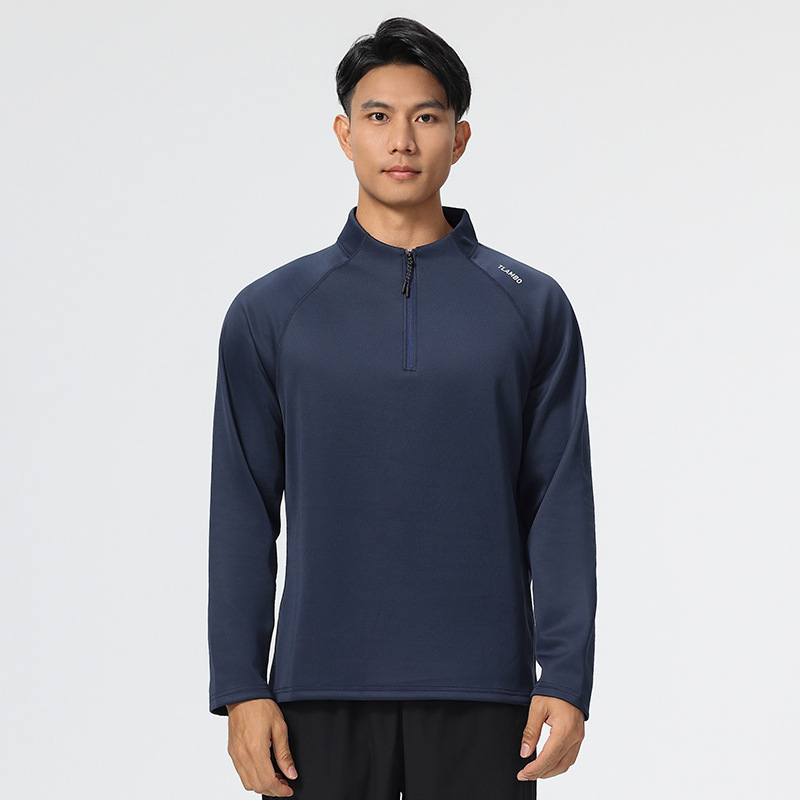 Men's Thickened Half-Zip Stand-Collar Outdoor Running Sweatshirt - Autumn/Winter Sports Training Gear for Fitness & Basketball