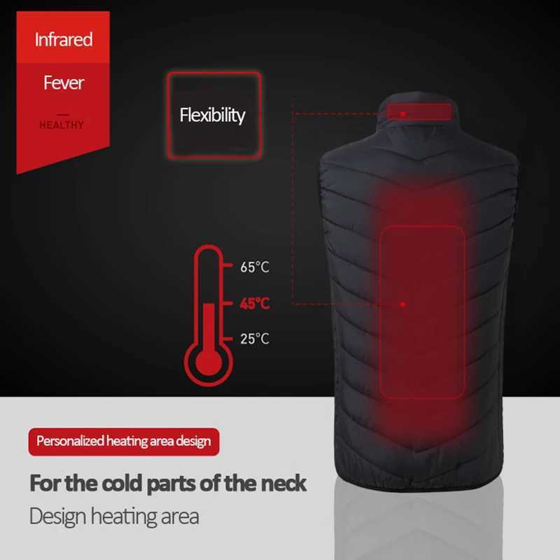 Men USB Infrared 17 Heating Areas Vest Jacket Men Winter Electric Heated Vest Waistcoat For Sports Hiking Oversized 5XL H251017 AEDP