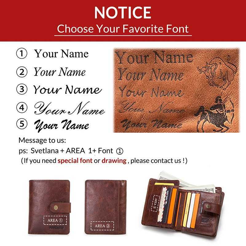 100 Genuine Leather Men Wallets Zipper Engraving Coin Purse Short Male Money Bag Quality Rfid Walet Small Card Holder ClutchW251017