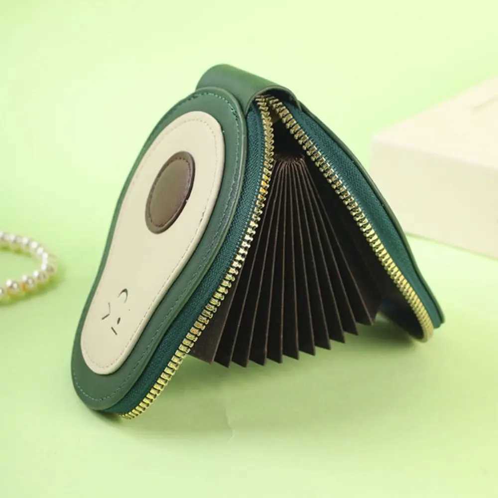 High Quality PU Leather Mini Card Wallet Large Capacity 11 Card Pockets Business Card Case Cartoon Avocado Coin Purse WomenW251017