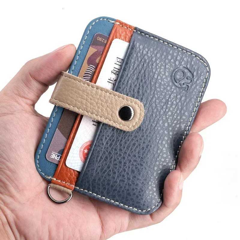 Genuine Leather Credit Card Holder for Men Luxury Designer Womens Wallet Portable Short Slim Cardholder Purses GiftsW251017