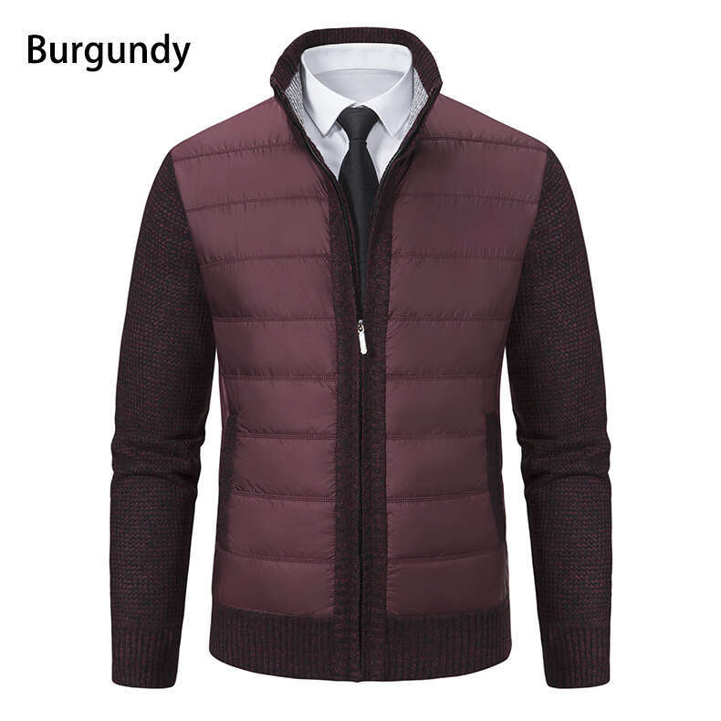 Autumn Winter New Cardigan Sweater Knitted Stand Collar Fleece Lined Thickened Men's Jacket B5