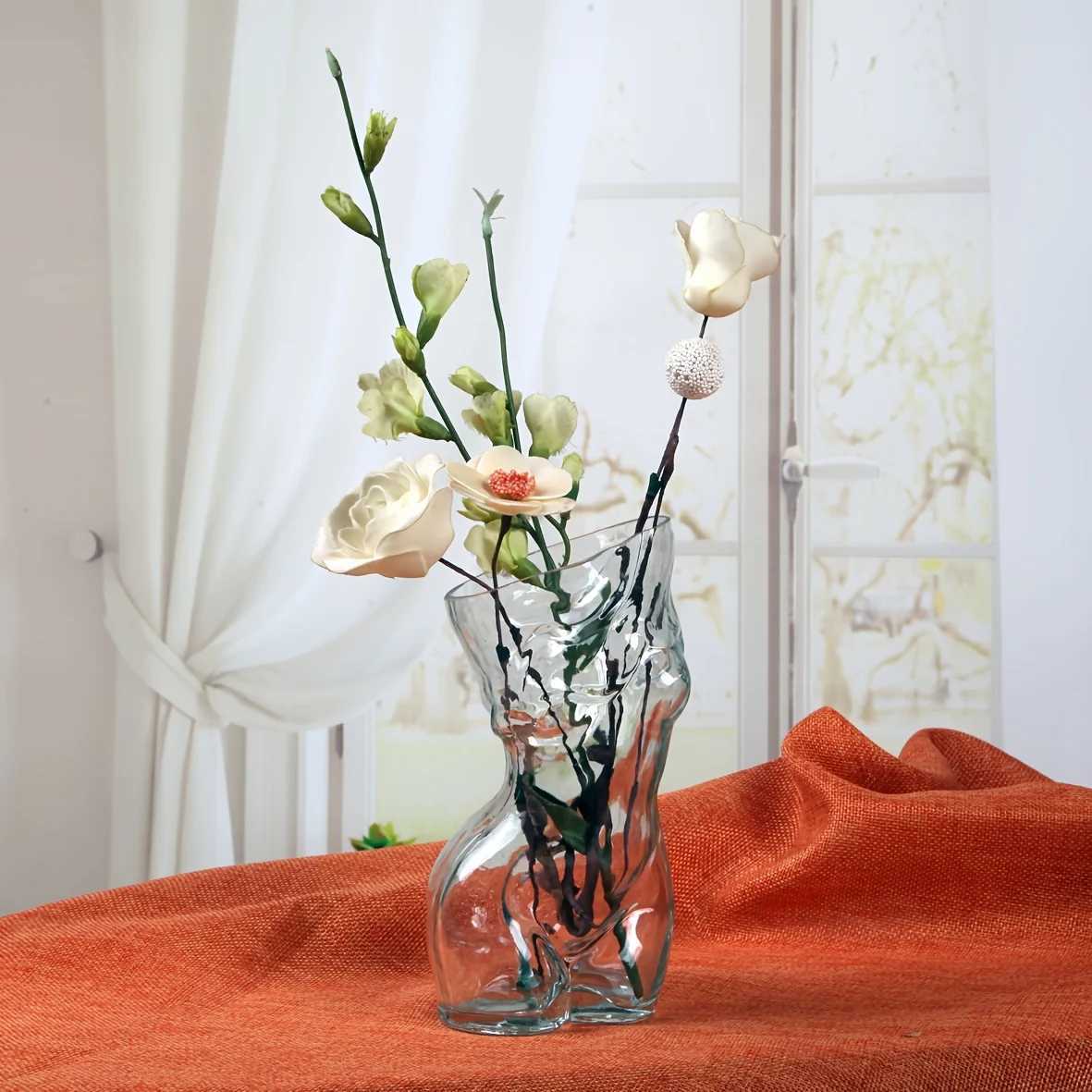 1pc Transparent Glass Vase Creative Female Body Vase Party Decoration Glass VaseValentines Day Decoration C251017