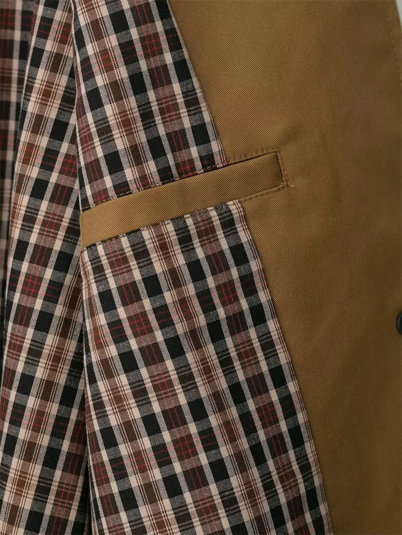 Womens Jacket Fall 2025 Camel Long Sleeve British Style Simple Trench Coat Jacket Casual Fashion Loose and Versatile 251013