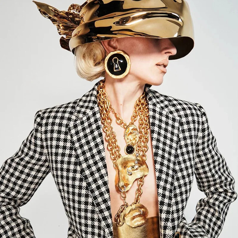 Vintage Exaggerated Metal Alloy Round Dangle Earrings For Women Fashion Jewelry Show Model Statement Earrings Accessories 251016