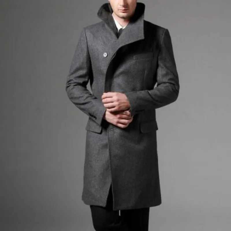 Autumn Winter Top Quality Mens Fashion Casual Single Breasted Long Trench Coat Jacket Woolen Overcoat British Style D74 Z250918