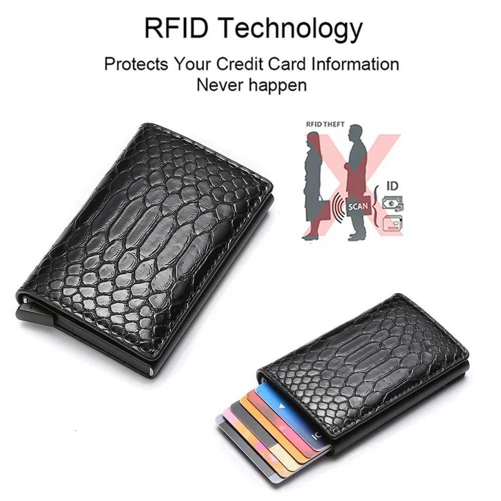 Rfid Credit Card Holder Mens Wallets Money Bags Male Purses Slim Thin Metal Pop Up Smart Black Bifold Serpentine Wallet for MenW251017