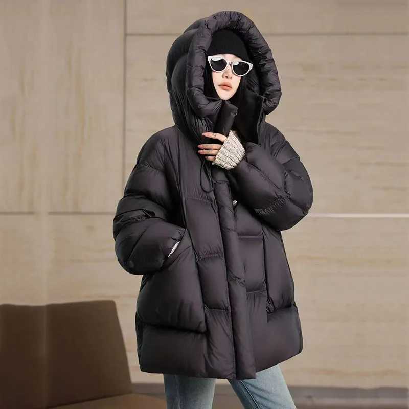 HighEnd Down Jacket Women 2025 Winter Thicken PuffLike Warm Hooded Loose White Duck Down Fashion Women Down jacket H575 W251016