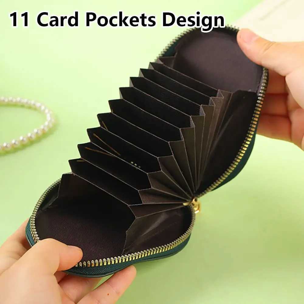 High Quality PU Leather Mini Card Wallet Large Capacity 11 Card Pockets Business Card Case Cartoon Avocado Coin Purse WomenW251017