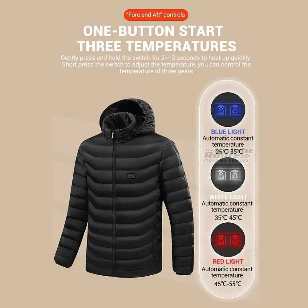 21 Areas Heated Jacket Men Electric Winter Womens Motorcycle Jacket USB Warm Vest Heating Jacket Heated Vest Coat Ski Hiking H251017