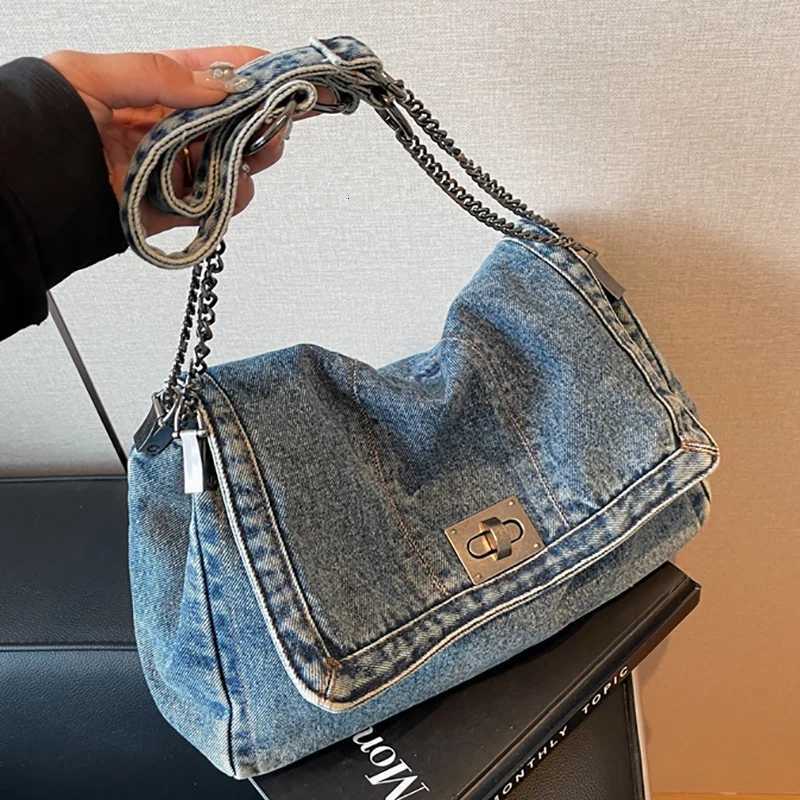 Casual Cmuter Large Capaci Denim Wens Bag 2025 New Versatile Chain Single oder Crossbody Tote Bag1 D251017