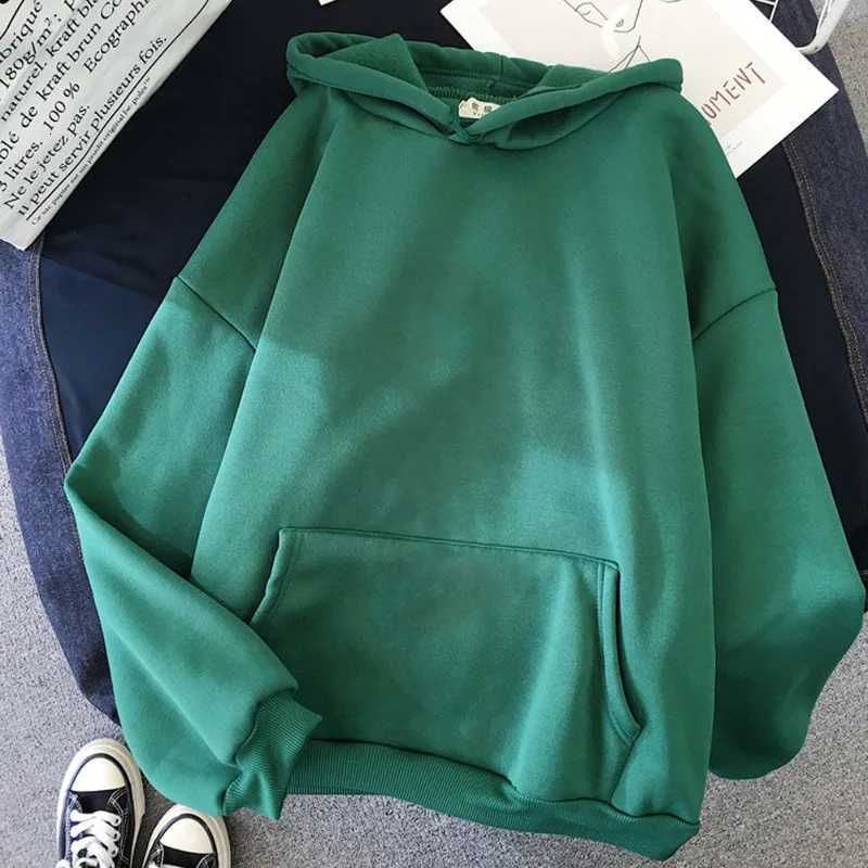 Unisex Oversized Hoodie Minimalist Solid Color French Pullover Women Streetwear Unisex Couple Hooded Sweatshirt Z251017