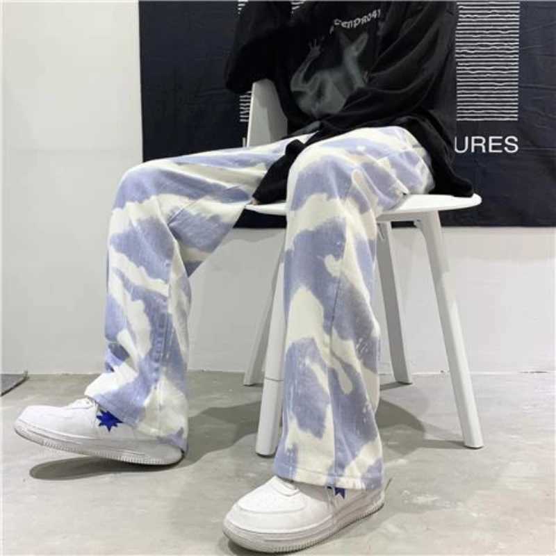 Streetwear Zebra Printed Jeans Men Straight Casual Wide Leg Oversize Denim Pants Hip Hop Animal Baggy Trousers Male J251016