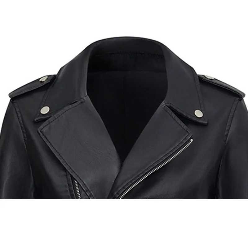 Womens Faux Pu Leather Jacket Black Gothic Punk Style Fashion Motorcycle Short Pu Jacket Fashion High Street Lapel Zipper CoatT251017