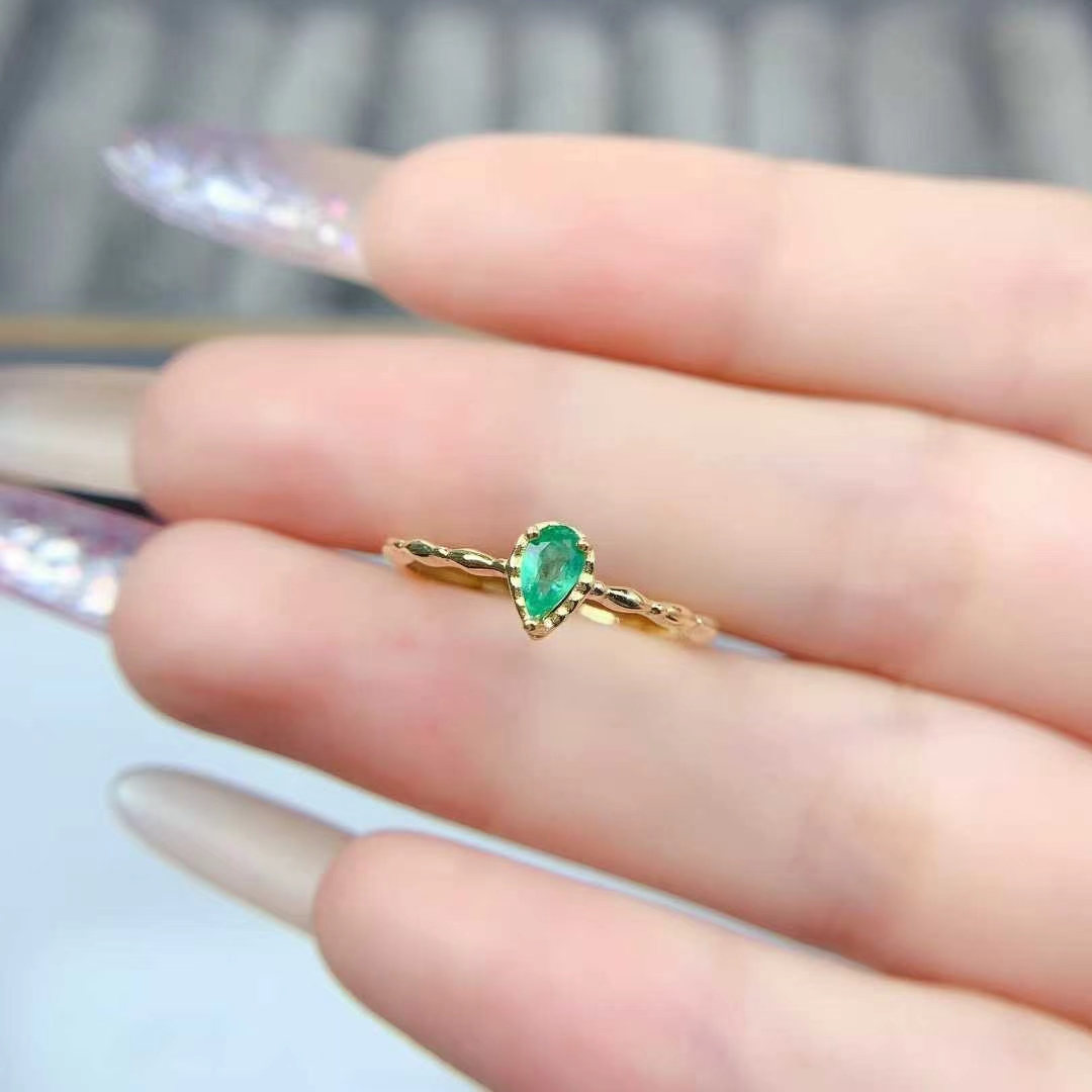 Sterling silver emerald ring classic design 925 silver ring for girl 3mm*5mm natural Colombian emerald jewelry