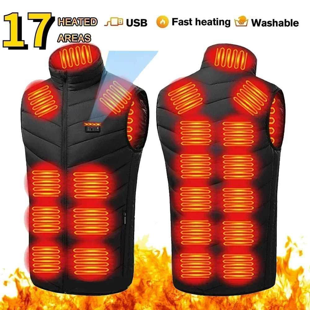 27 Areas Heated Vest Jacket Usb Men Winter Electrically Heated Thermal Waistcoat Heating Clothing New Ski Warm Sleeveless Jacket H251017