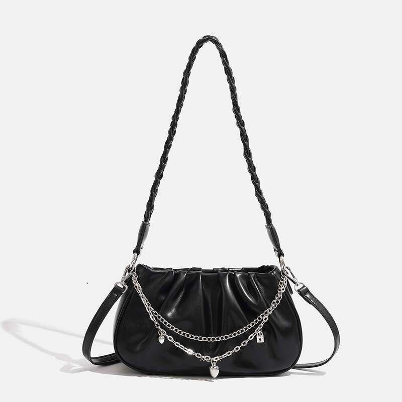 Fashion Ruched Cloud Underarm Pearl Chain Niche Versatile Fairy Style Handbag Shoulder Bag