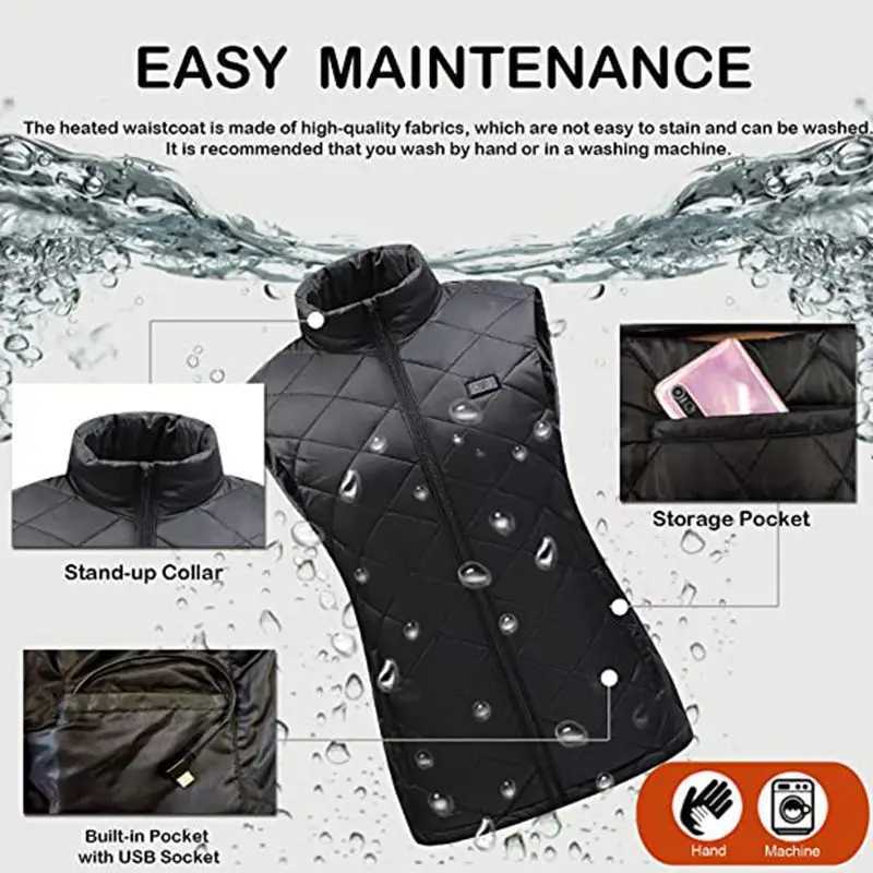 9 Womens Heated Vest Zones Electric Heated Jackets Womens Sportswear Heated Coat Graphene Heat Coat USB Heating Jacket for Camping H251017