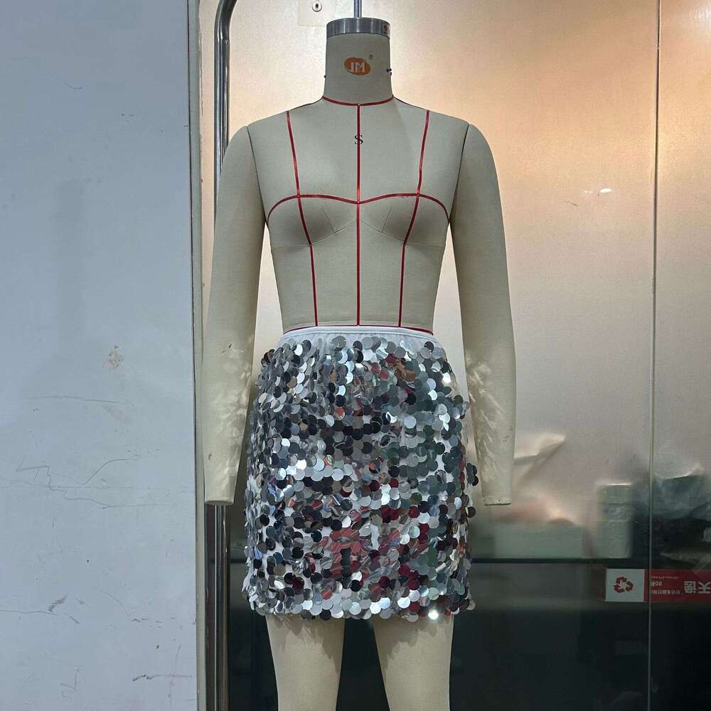 Women's Heavy Sequin Short High Waist Nightclub Sexy Bodycon Skirt B5