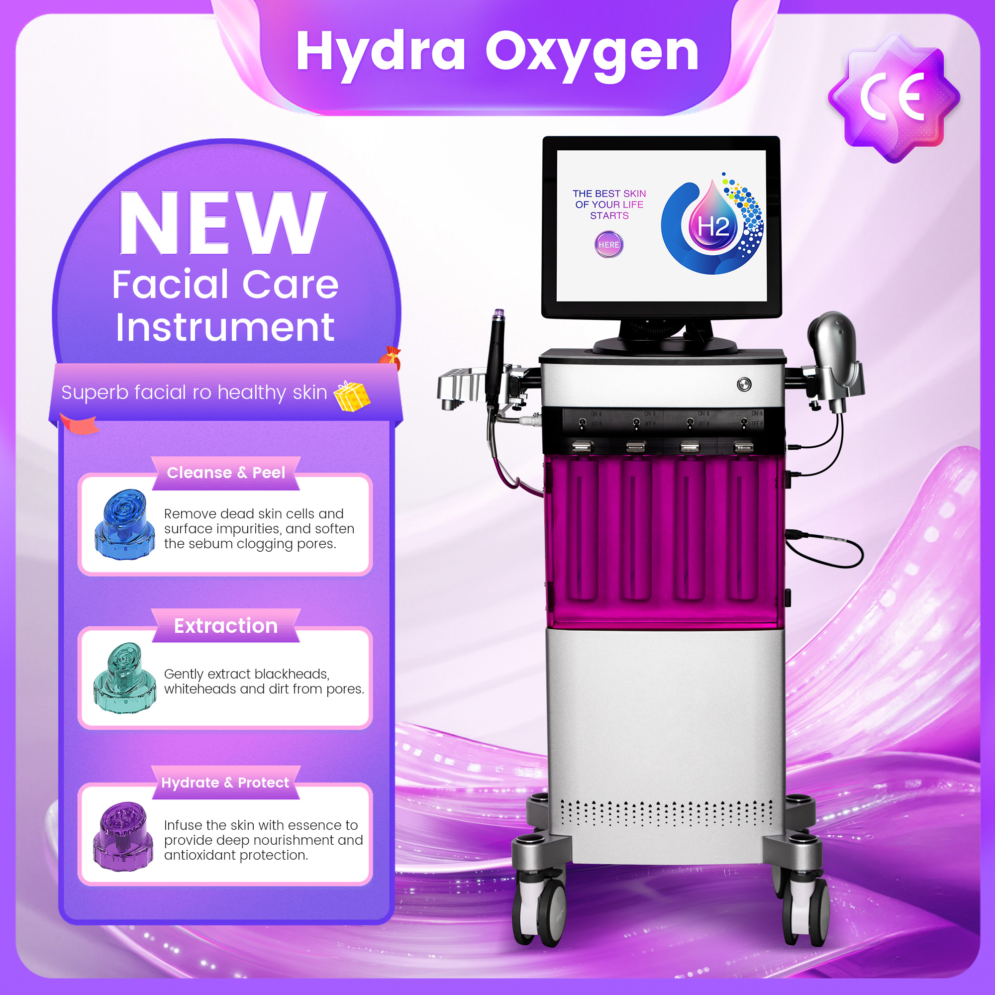 Skin Rejuvenation Hydra Machine Multi-Effect Hydration and Rejuvenation, Deep Cleansing and Moisturizing, Professional Skin Care Equipment