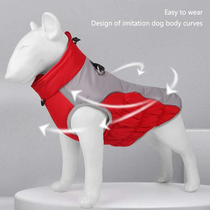 XL6XL Zipper Dog Winter Warm Dog Coat Jacket Reflective Fleece Dog Cold Weather Vest with Leash D Rings for Medium Large DogsW251017