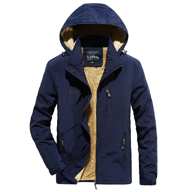 Autumn Winter Men Jacket Thicken Fleece Windproof Coldproof Men Parkas Coat Outerdoor Casual Zipper Hooded Outerwear For Male 251017