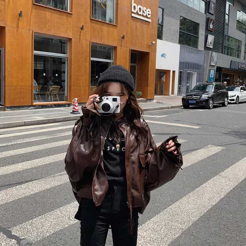 2025 New Spring Fashion Women Leather Coat Oversized Leather Jacket Women Short Black PU Leather Jackets Female Fashion JacketT251017