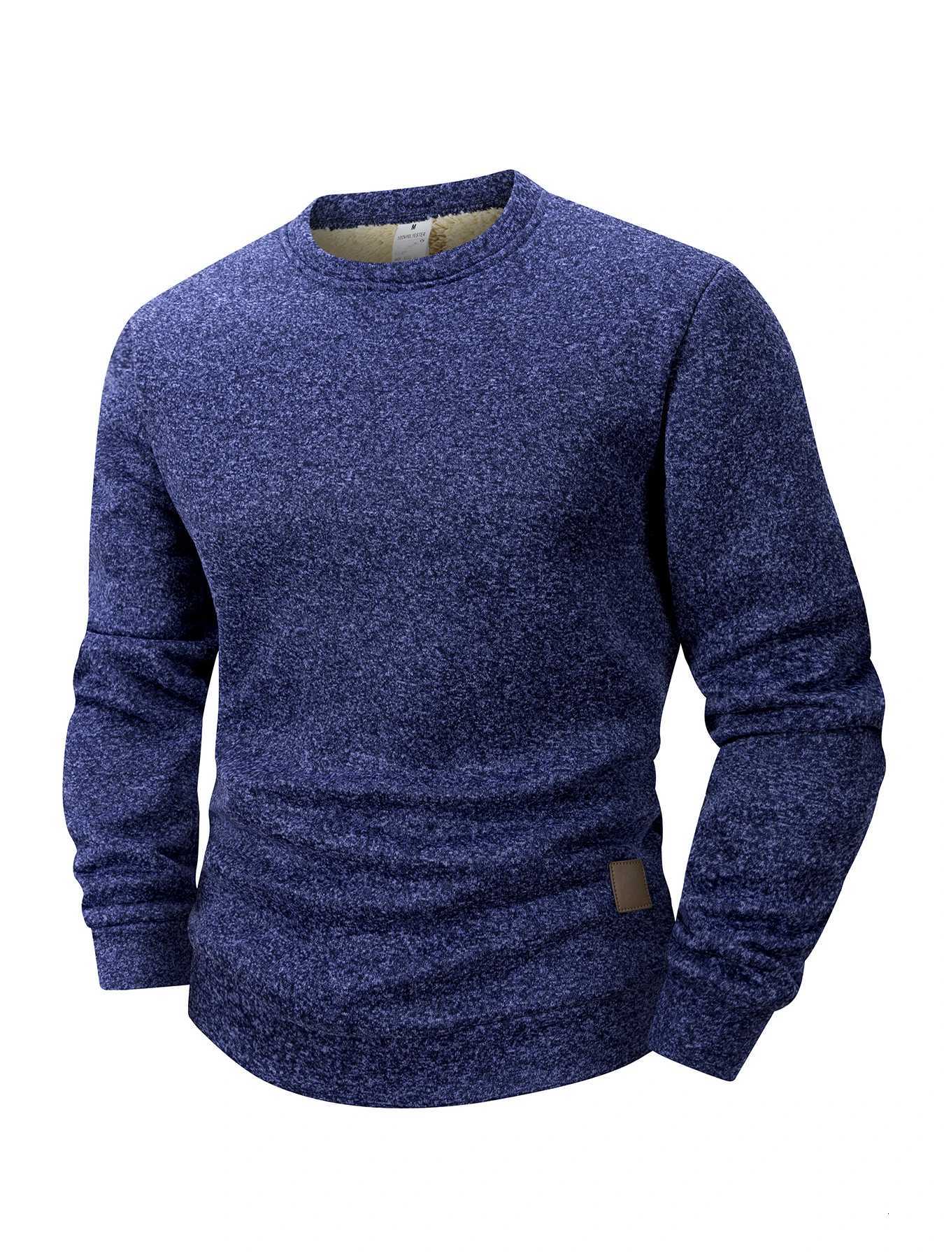 New Mens Round Neck Fleece Sweatshirt Solid Color Loose Casual Pullover Men Fashion Warm Long Sleeve Hoodies Men Clothing SXXXL Z251017
