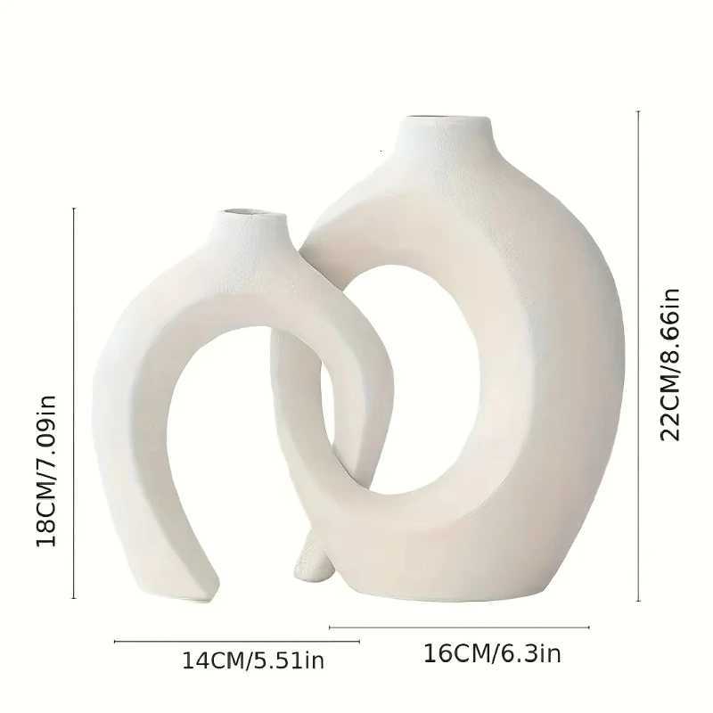 Plastic Vase Set Creative White Simple Home Decoration Living Room Entryway TV Cabinet Decoration for Modern Home Deco Office C251017