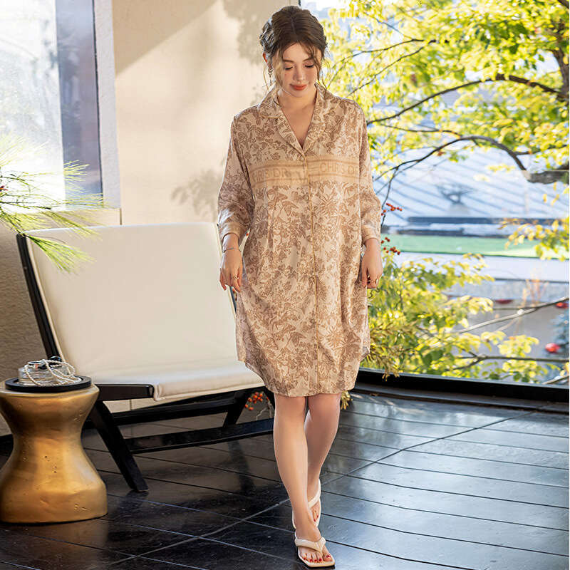 Luxurious High-End Platinum Butterfly Women's Home Nightdress Casual Breathable Comfortable Printed Pattern Loungewear