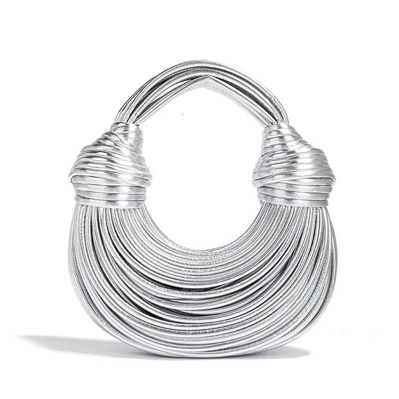 2024 New Gold Handbags for Women Luxury Designer Brand Handwoven Noodle Bags Rope Knotted Evening Clutch Underarm Dumpling Bag Z251017