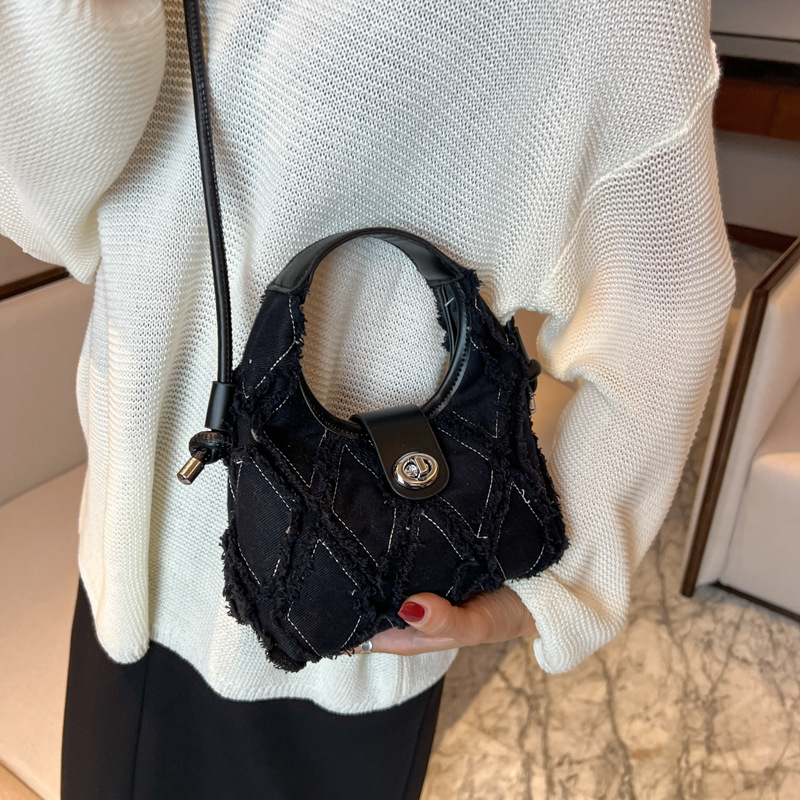 Embroidered Denim Tote for Women 2025 New Handbag Fashionable High-end Shoulder Crossbody Bag