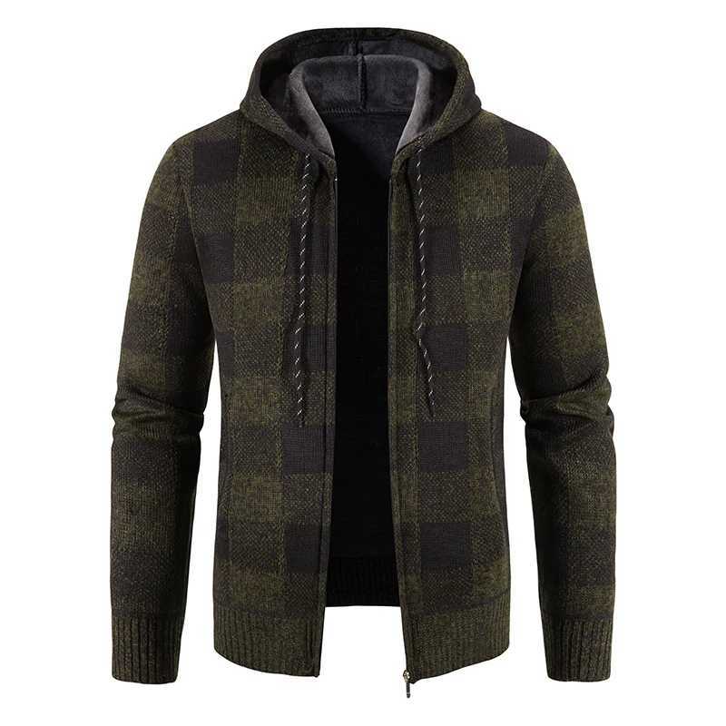 Mens New Plaid Jacket Hooded Sweater Autumn Winter Fleece Outwear Thick Warm Casual Clothing Cold Windbreaker Coat J251017