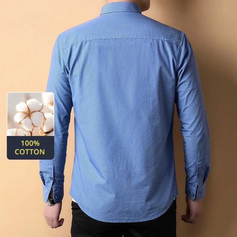 Top Grade 100 Cotton Antiwrinkle New Fashion Breathable 2025 Men Shirt Checkered Brand Plaid Slim Fit Long Sleeve Casual Tops J251017