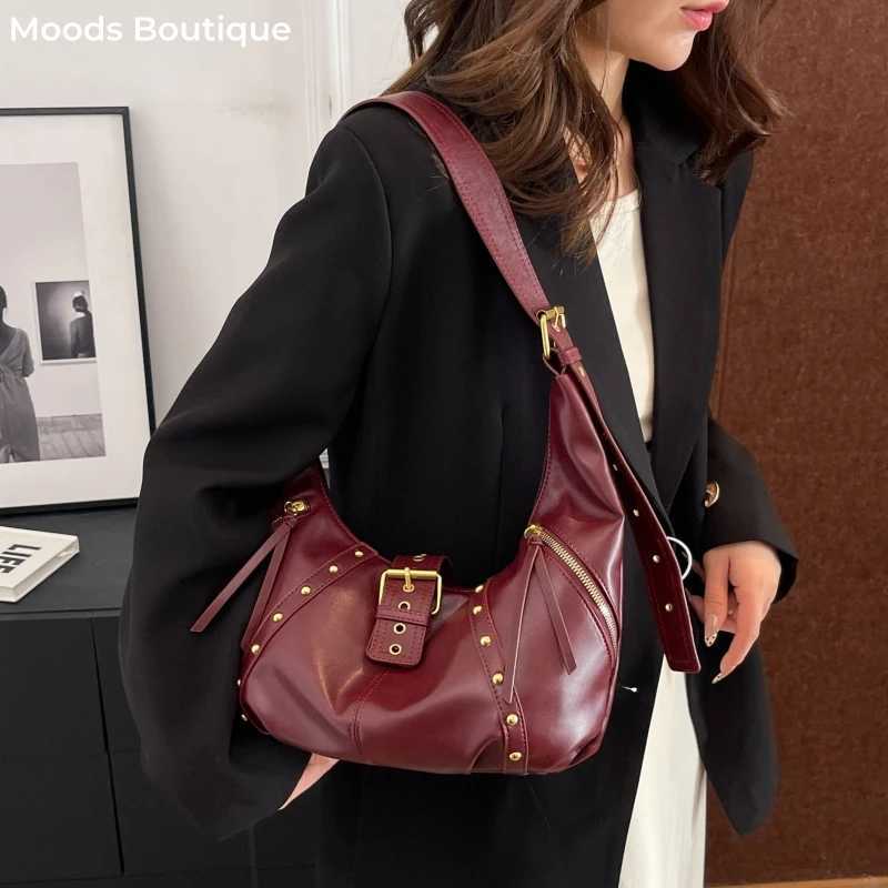 MOODS Biker Style Shoder Bags For Wen s Decored Soft PU Leather Crossbody Hobo Bag 2025 Lat Trends Designer Handbags D251017