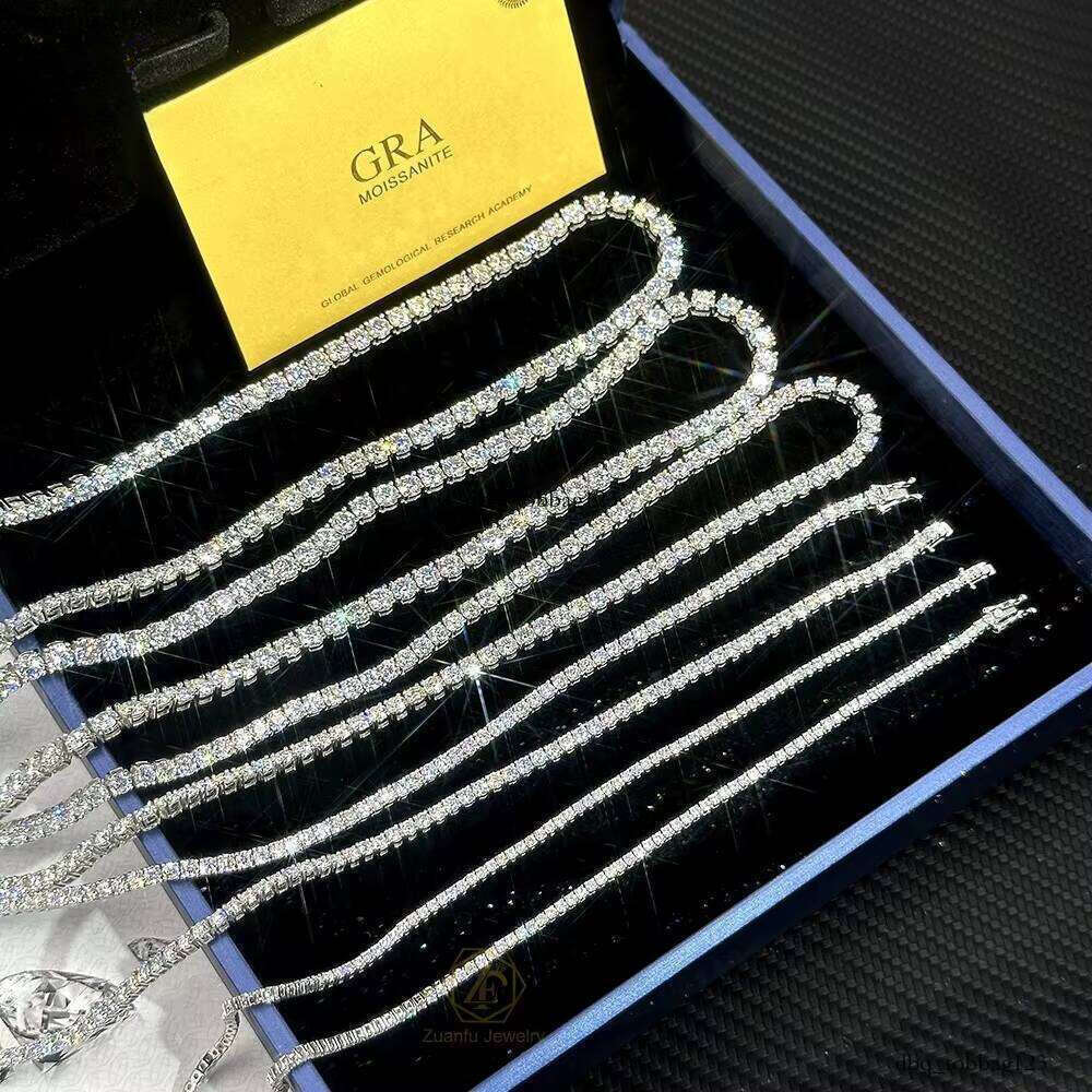 Drop Shipping GRA Certified Sterling Sier Diopside Necklace 2mm 3mm 4mm 5mm 6.5mm Chain VVS Tennis Bracelet