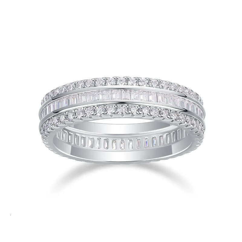US Size 6-10 High Quality Sparkling Weddig Rings Elegant Jewelry Sterling Sier Full Princess Cut White Lab Moissanite Dia Party Eternity Women Band