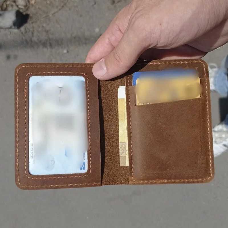 Handcraft Leather Credit Card Holder Vintage Small Wallet for Credit Cards Case and Driver License Vintage Style Gift for MenW251017
