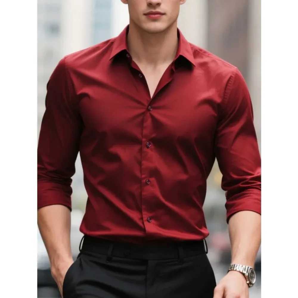 Bolubao New Men Shirts Fashion Quality Long Sleeve Casual Solid Color Elastic Four Season Male Business Shirt J251017