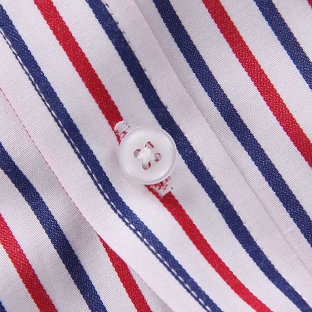 Mens Contrast Striped French Cuff Dress Shirt Without Pocket Formal Business Long Sleeve Standardfit Wedding Party Shirts J251017