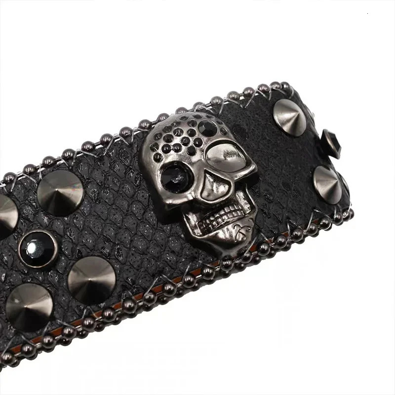 Punk Skull Diamond Belts Buckle Hip Hop Jeans Decorative Pu Rhinestone Acrylic Crystal Belt Men Women Y2k Alloy Solid Pin Buckle 251010