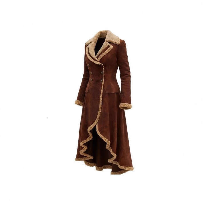 Denim Women's Western Coat Plush Autumn Winter Fashion Warm Jacket Patchwork Long Style