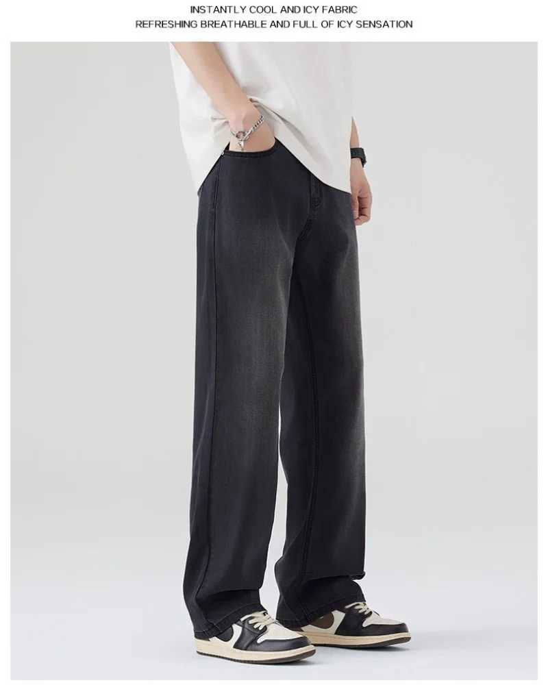 IEFB summer new American washed vintage jeans mens straight leg loose wide leg pants are cool and trendy with a hanging feelin J251016
