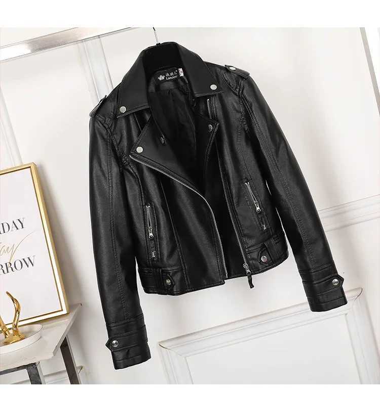 New Pinkbeigeblack Womens Clothing short motorcycle PU Leather Jacket Korean version of the spring and autumn jacket coatsT251017