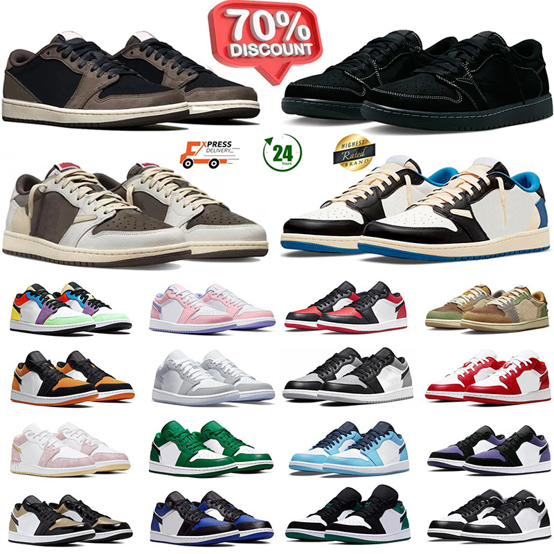 Designer Low Men 1s Basketball shoes Smoke Grey OG Mens Womens Black White Bred UNC Mocha Michigan Photon Sneakers Sports Trainers Eur 36-47