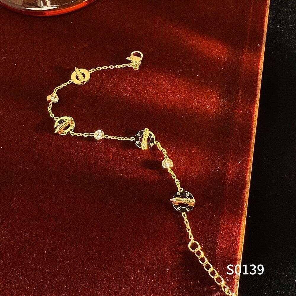 Vacuum Electroplated Titanium Steel Micro-inlaid Classic Kia Nail Ins Niche Light Bracelet