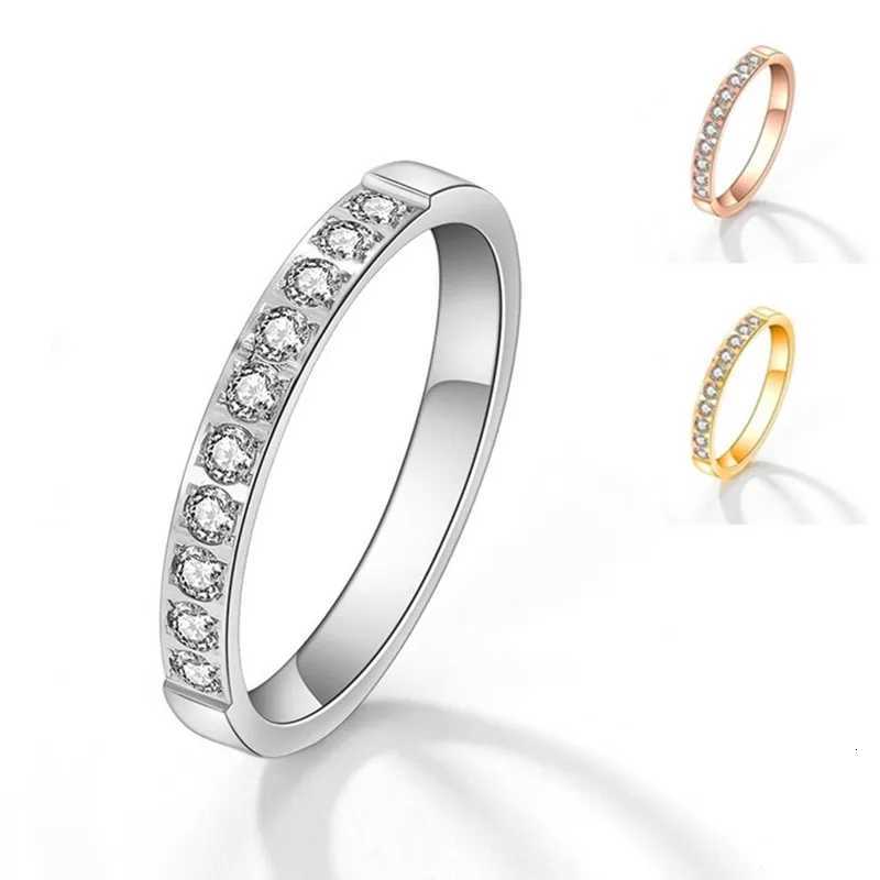 Stainless Steel Half Eternity Band Pave Setting CZ Wedding Ring for Women Girl Size 410W251017